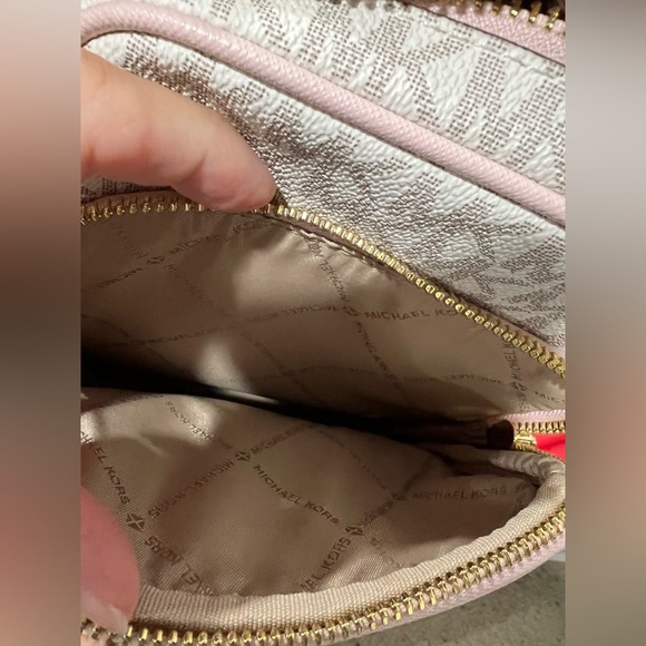 Michael Kors jet Set Travel Medium Logo Crossbody Bag purse pink gold - Picture 5 of 10